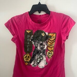 George Pink Kids Short Sleeve Tee with Dog Graphic